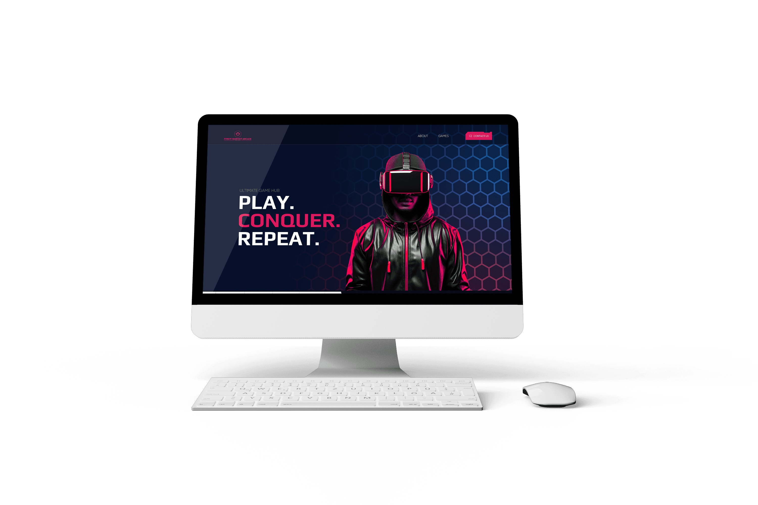 Funky Monkey Arcade stylish computer mockup