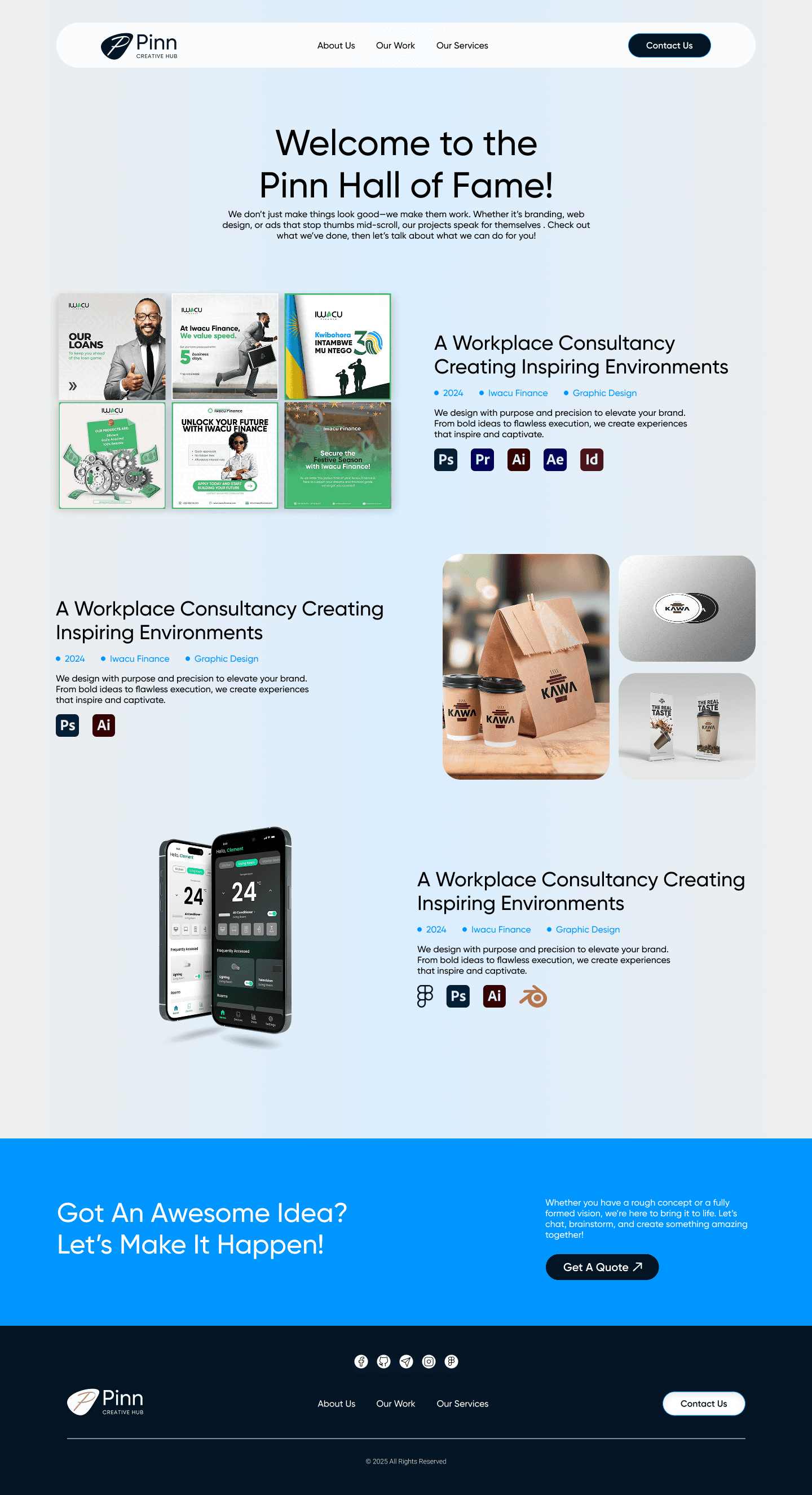 Pinn Creative Hub work portfolio page