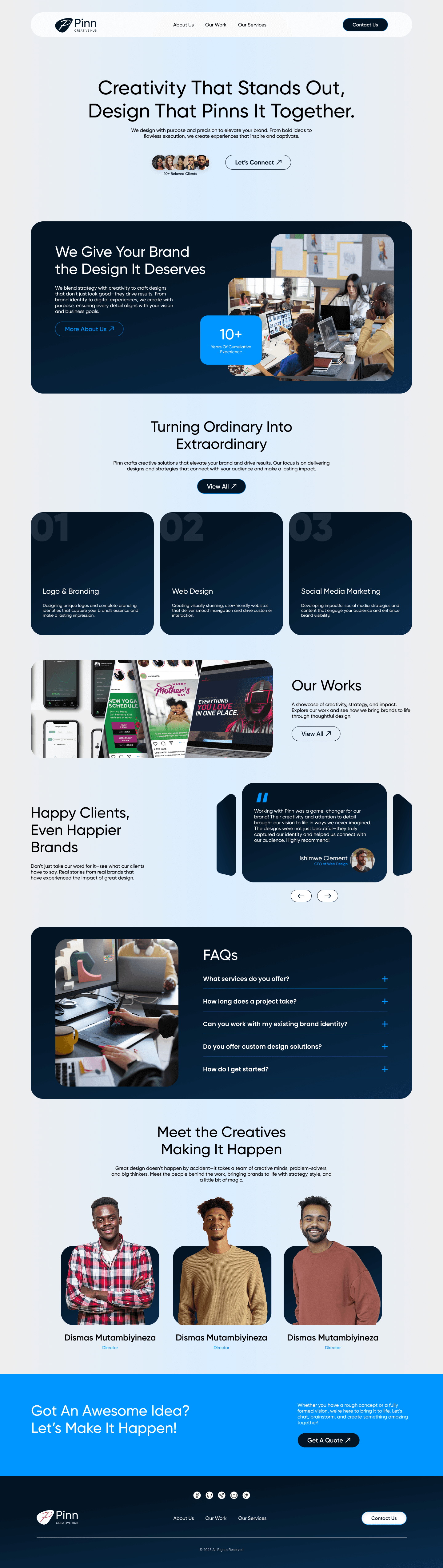 Pinn Creative Hub home page