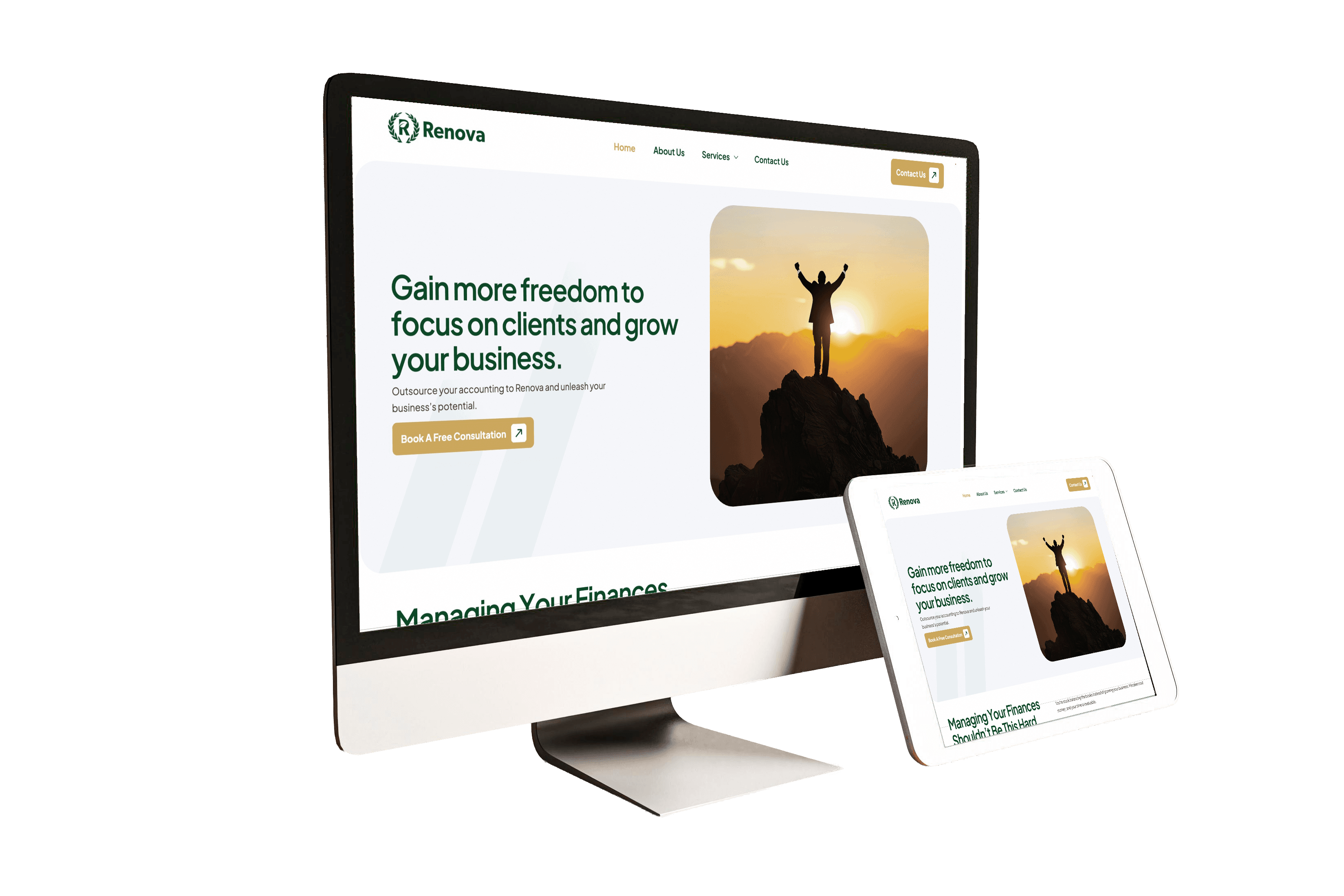 Renova workspace desk tablet mockup